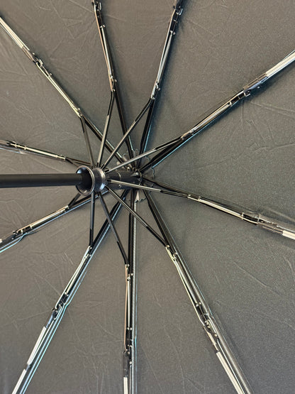 Close-up of an umbrella with a focus on the canopy and ribs.